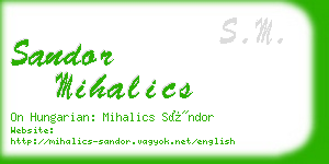 sandor mihalics business card